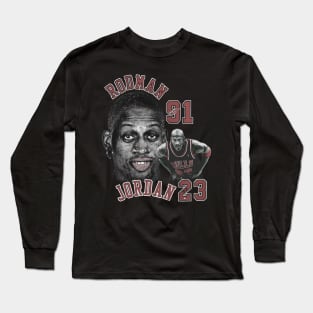 Dennis Rodman Bulls 91 & Michael Jordan 23 Vintage Long Sleeve T-Shirt